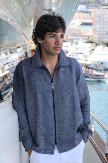 MEN DENIM ZIPPER JACKET
